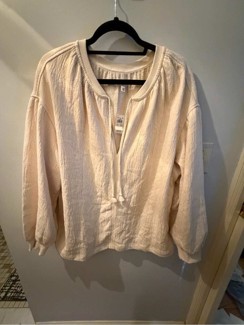 aerie Cream Hooded Terry Pullover